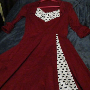 Unique Vintage Burgundy Dress